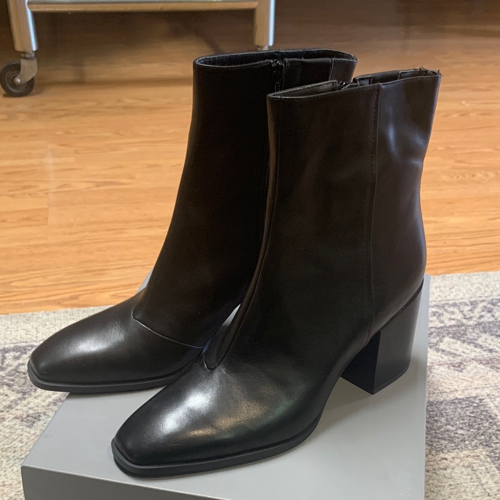 Vionic Sleek Black Heeled Boots Harper 11 QVC mid calf zipper